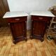 Pair of Napoleon III bedside tables in mahogany and marble
