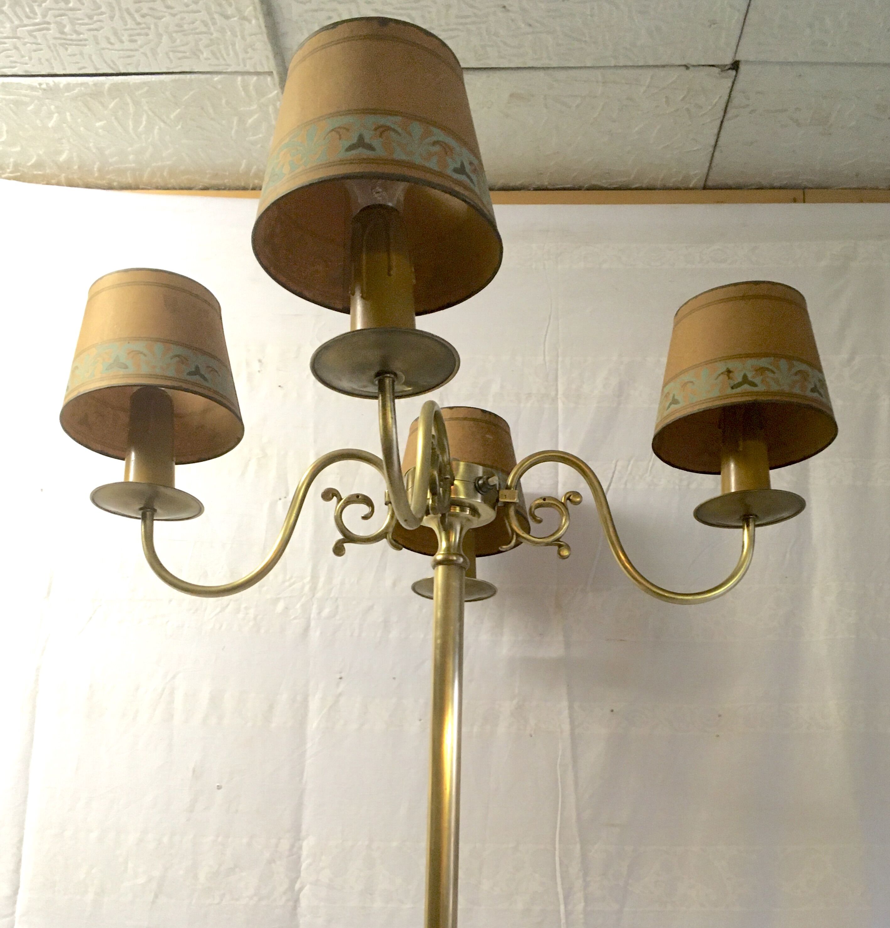 Lamppost 4 solid brass lights - mid-20th