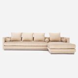 Canapé d'angle kopenhaga en velours beige, design scandinave
