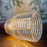 Vintage Scandinavian teak and holophane glass pendant light. 50s/60s