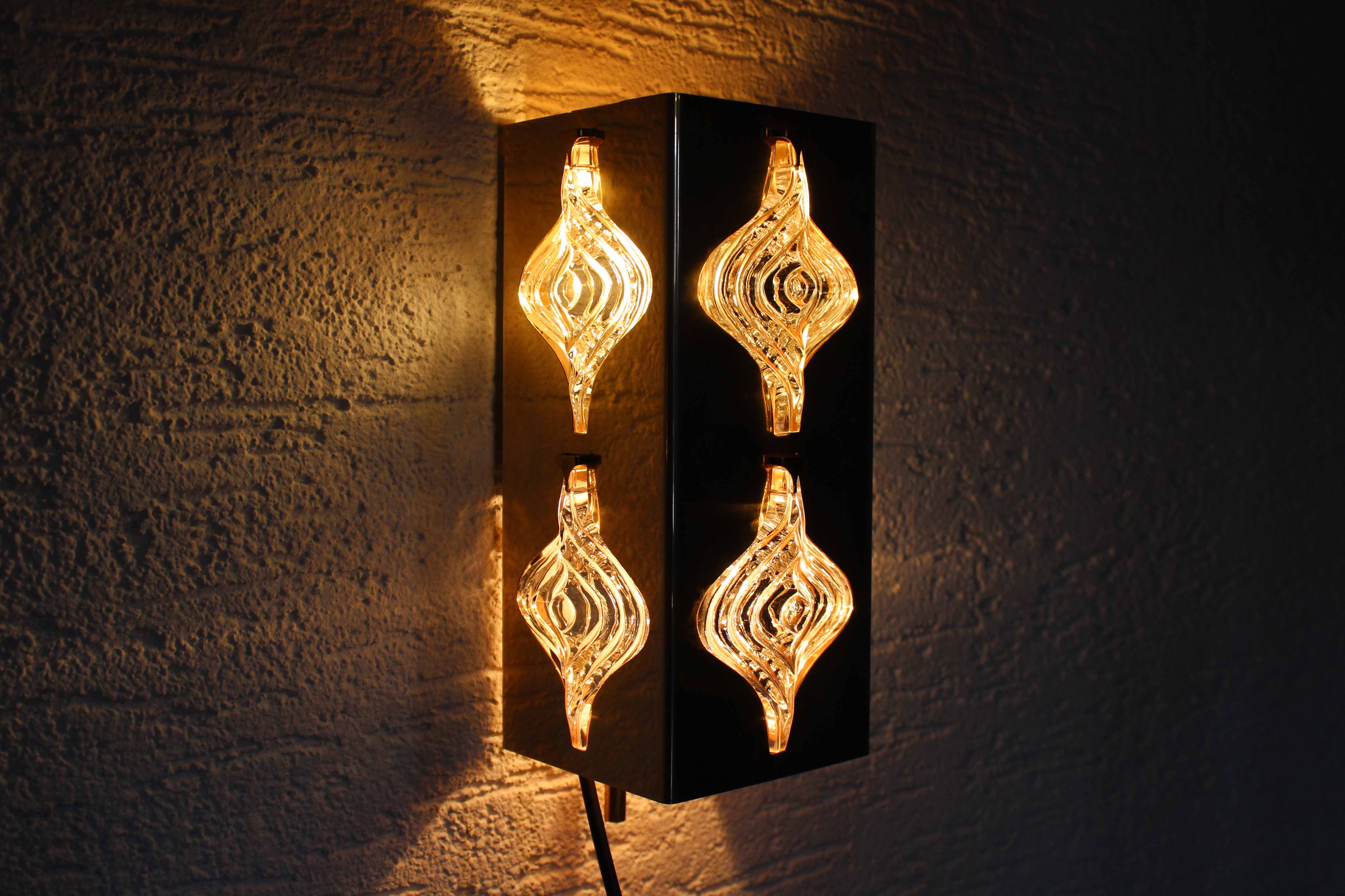 Pair of Palwa sconces in brass and crystal