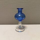 Vase with trumpet-shaped foot, in translucent and blue glass, model Lagune, 1974.