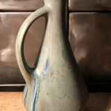 Pitcher in ceramic flame bluish gray signed GP