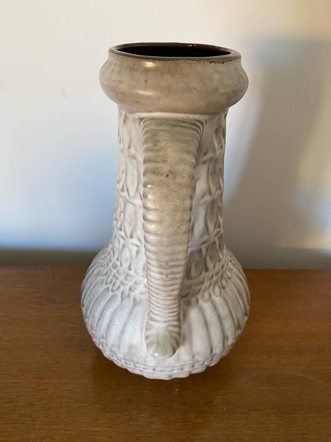 Antique Pitcher Vase With Handle Grey Ceramic West Germany Vintage Decoration #