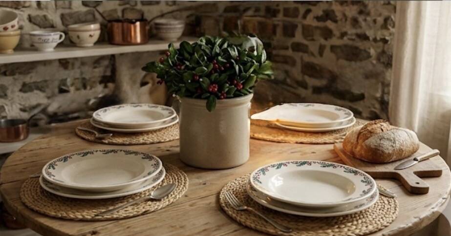 Set of 6 deep plates - Holly Model - HB&M Earthenware - 1900