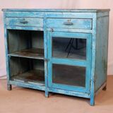Old Burmese teak sideboard with original blue patina