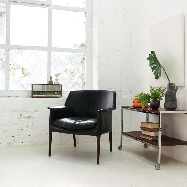 fauteuil En cuir Et Palissandre Par Larsen & Bender Madsen, Années 1960