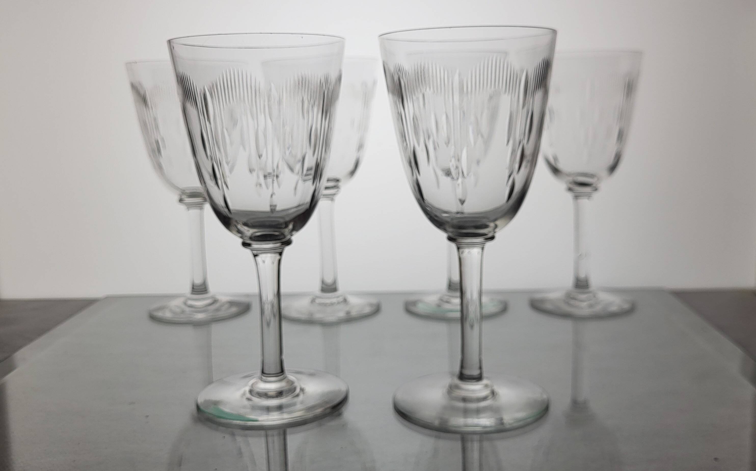 6 Baccarat crystal water/wine glasses, Molière model