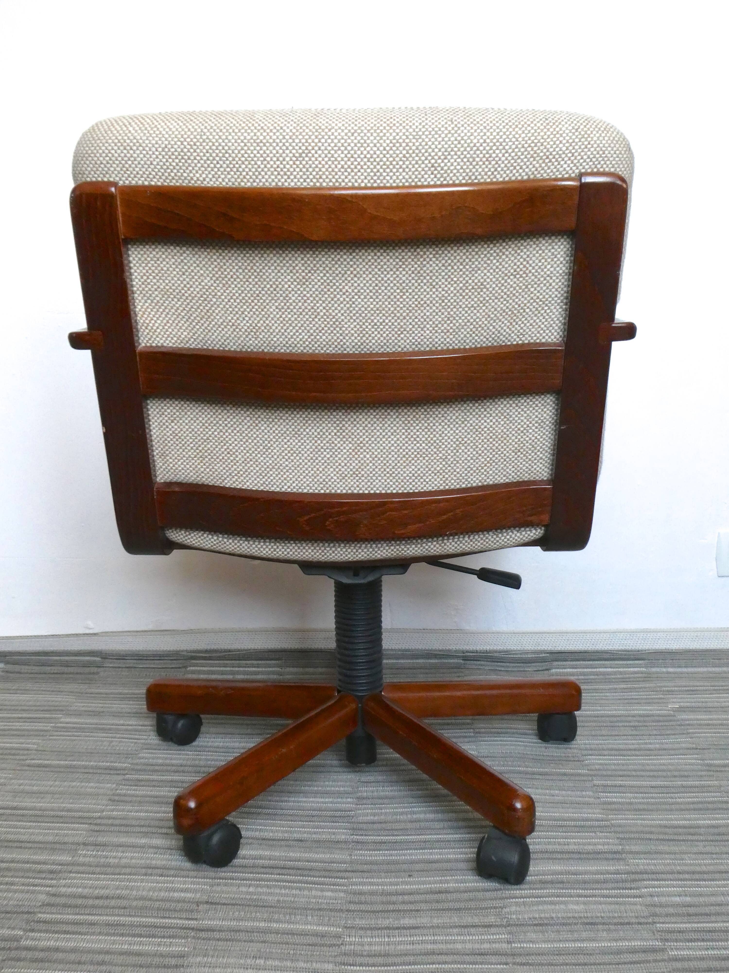 Desk chair in wood and fabric of the 1980s