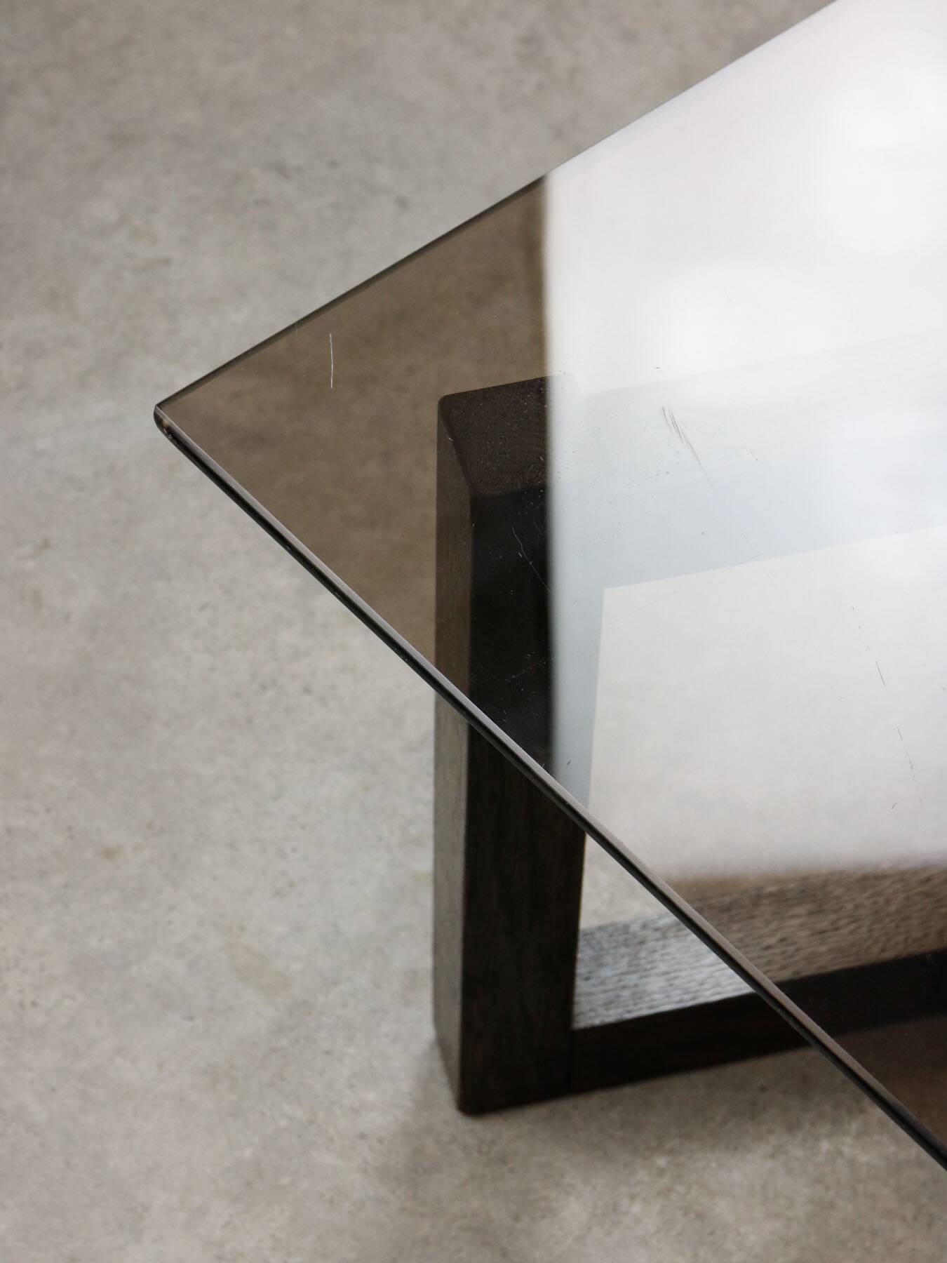 Italian Wooden & Smoked Glass Coffee Table, 60s