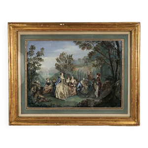 Fête dans le jardin, aquarelle
