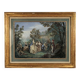Fête dans le jardin, aquarelle encadrée fin XIXe