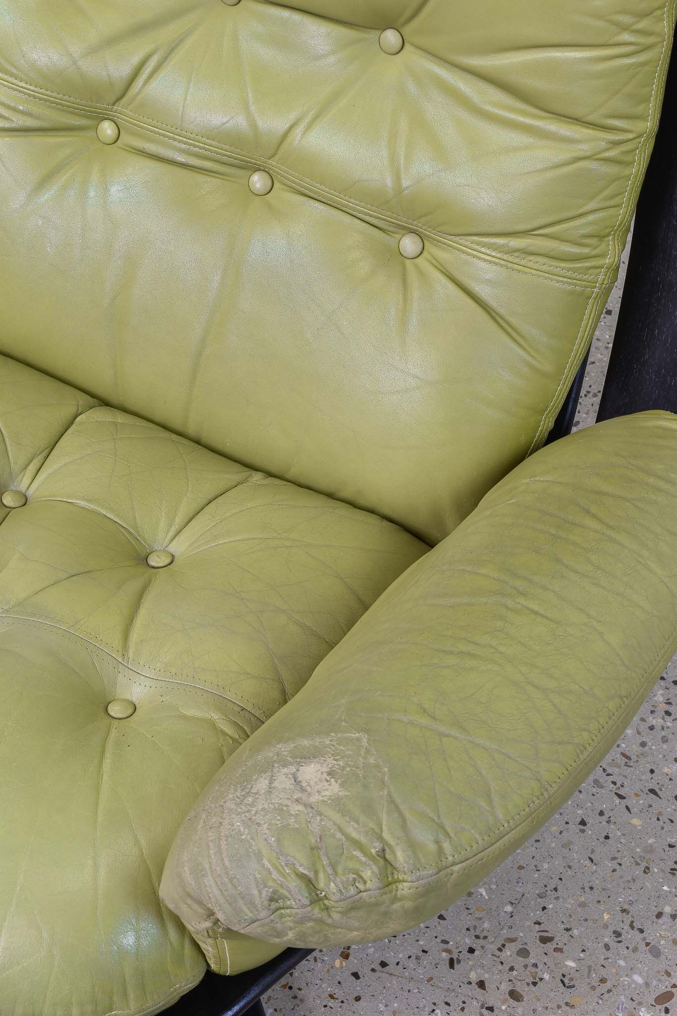 Leather swivel armchair