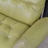 Leather swivel armchair
