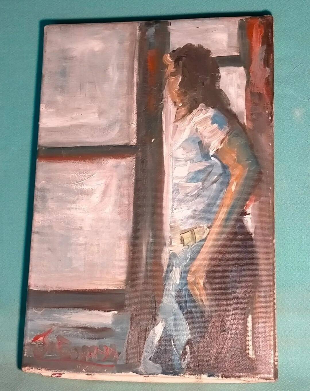 20th Century Vintage Impressionist Oil Painting Portrait of a Woman