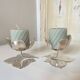 Set of 2 Silver Candle Holders - Tulip Shape on Vine Leaf