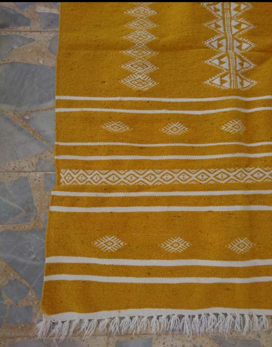 Yellow and white kilim rugs 100x140cm
