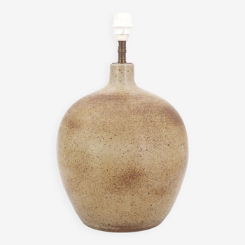 Lampe boule en grès beige et marron, céramique années 60