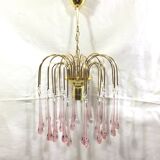 Murano chandelier pink crystal drops