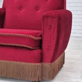 1970s, Danish highback armchair, original condition, red furniture velour.