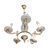 Lustre suspension ananas verre laiton 5 de style hollywood regency