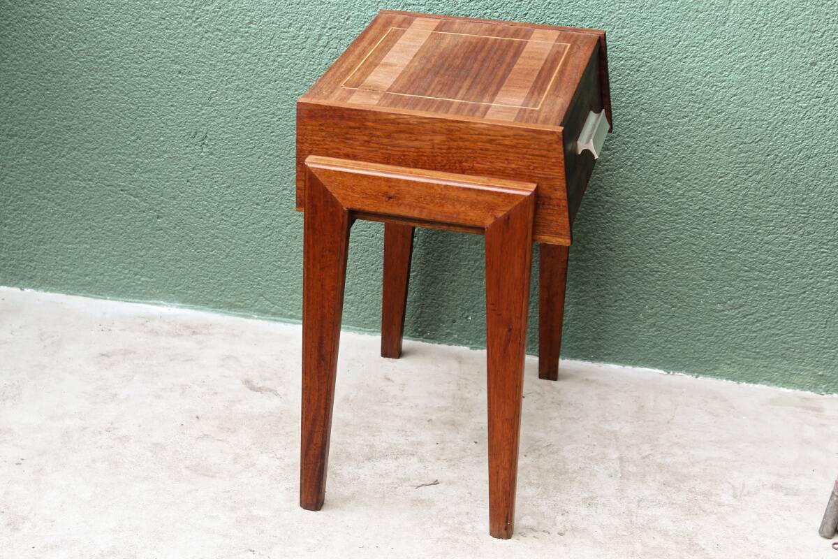 Table de chevet, teck et palissandre