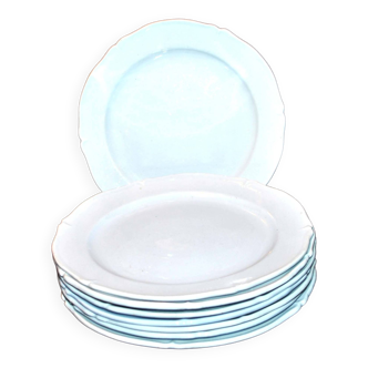 Montereau lot de 8 assiettes à dessert ancienne en faïence opaque bleu- ca.1820-1830