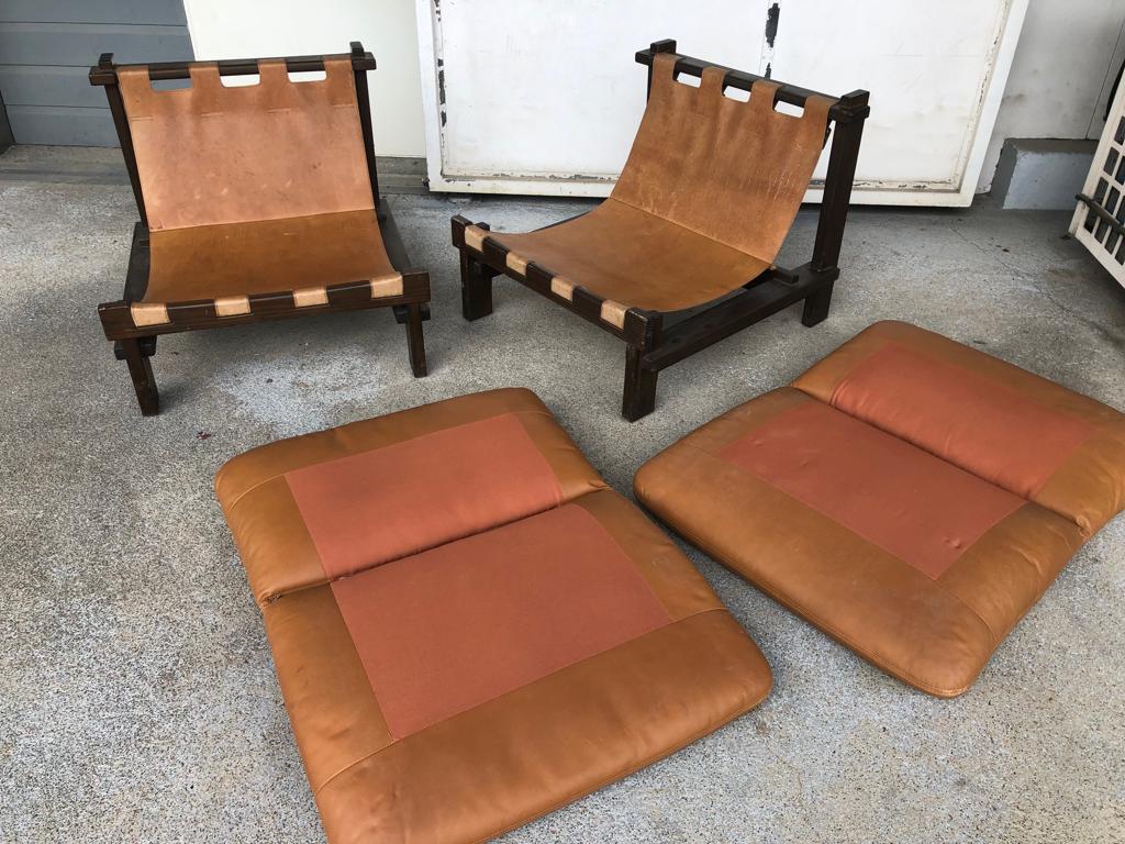 Pair Of Scandinavian Armchairs By Carl Straub Leather Circa1960
