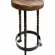 Vintage brutalist stool made of solid wood and twisted wrought iron – loft style
