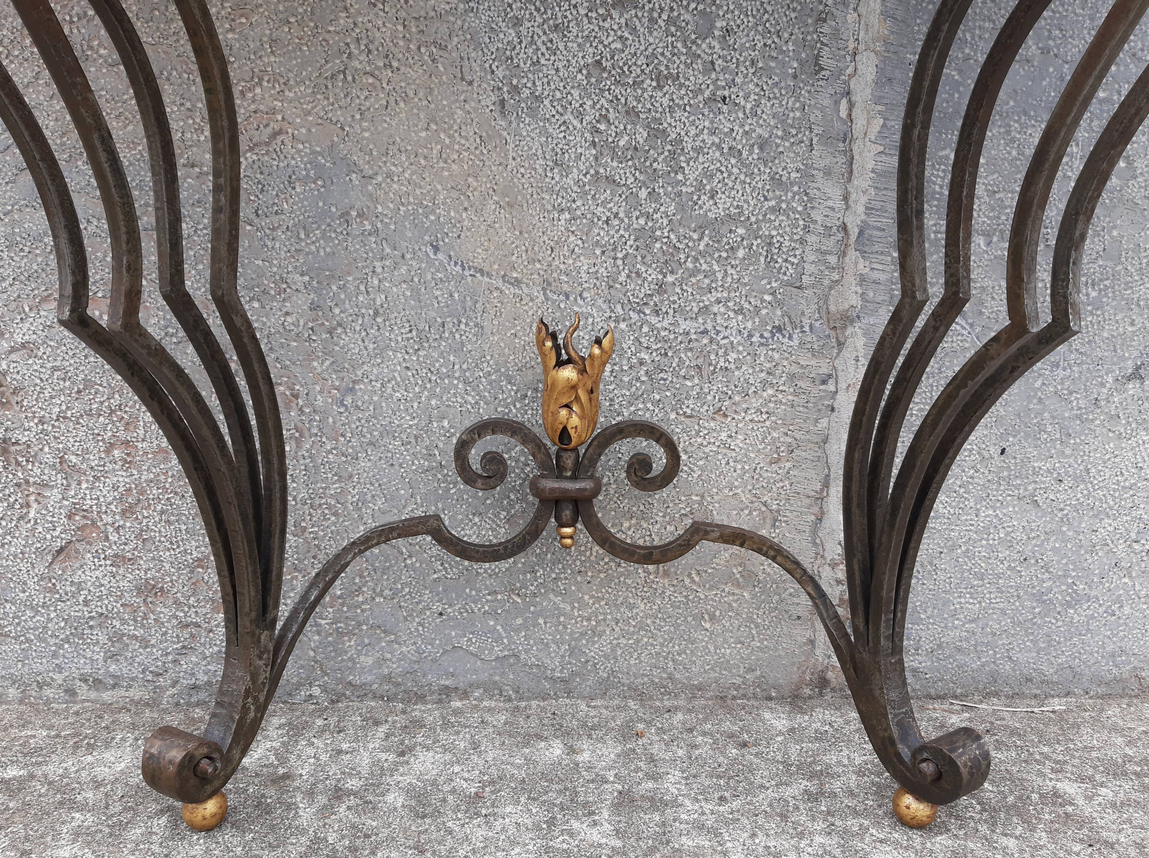 Console forged foot marble top