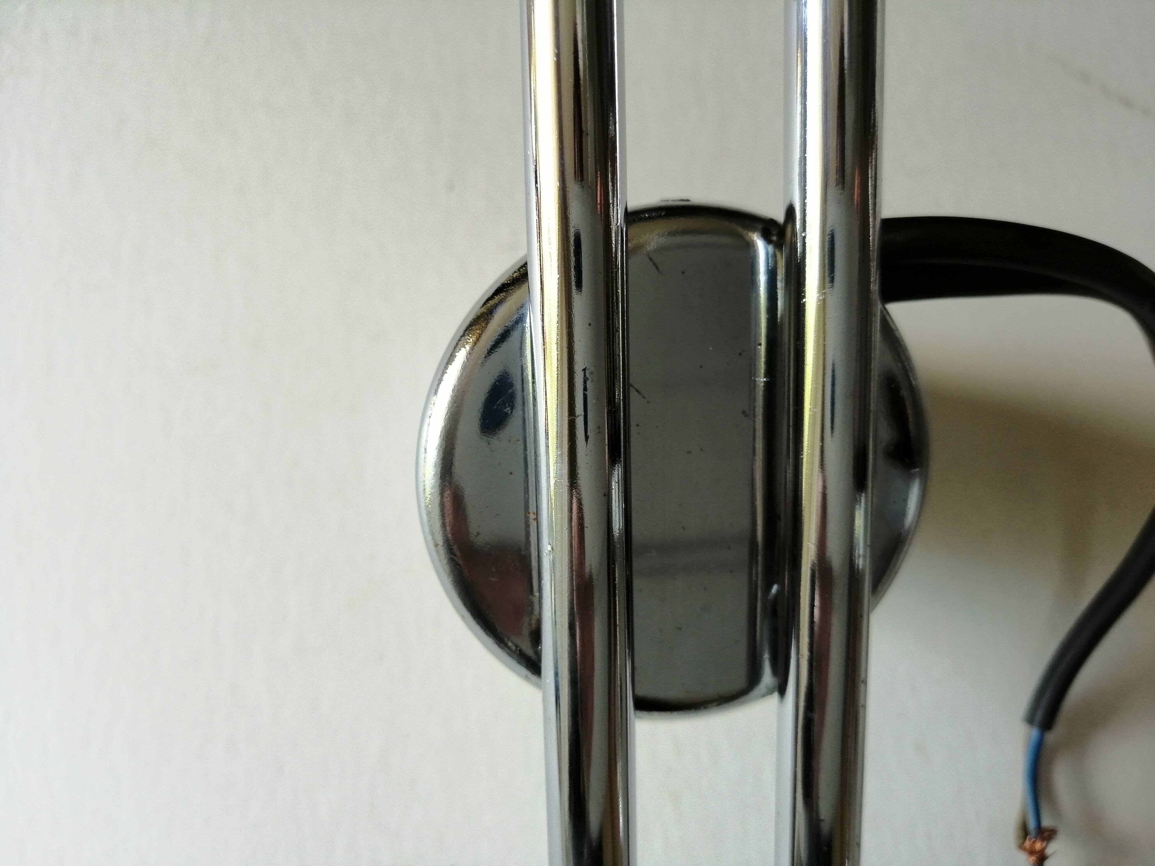 Double chrome and opaline 70 's slim design wall light