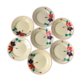 6 dessert plates Digoin Sarreguemines model "Ginette" years 30-40