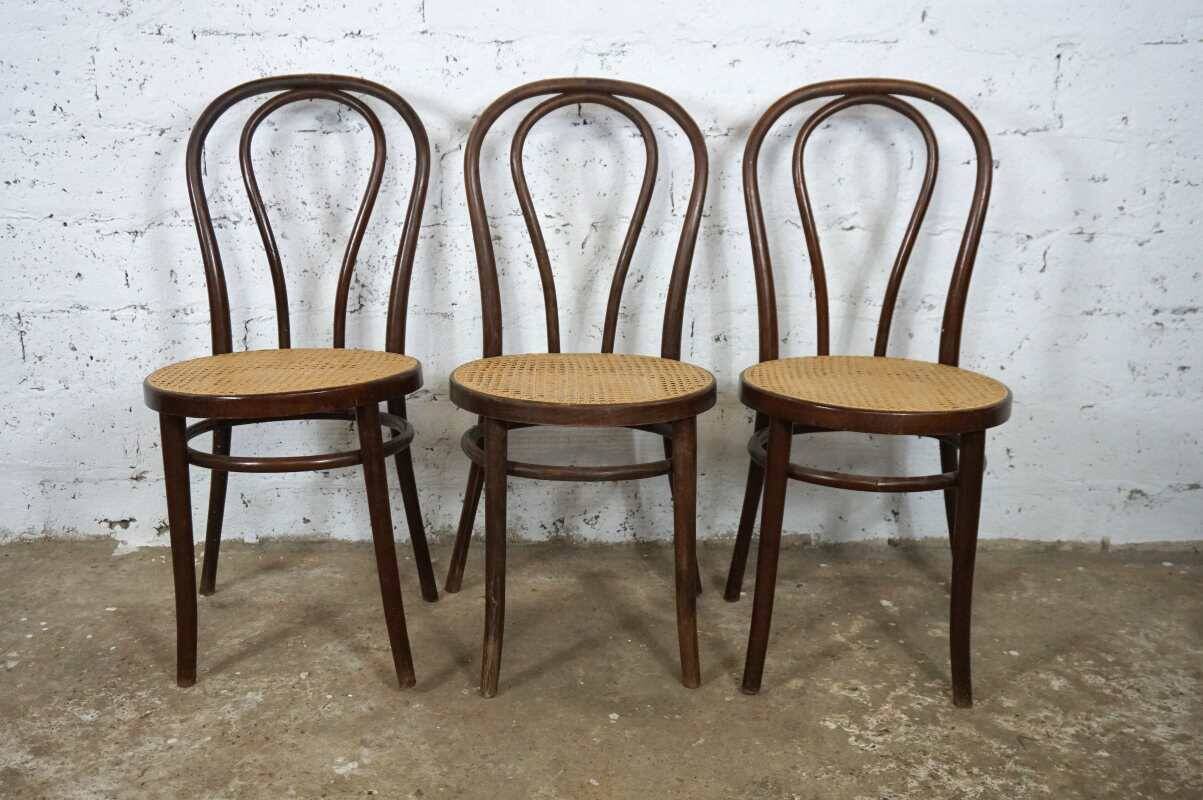 Bistro chairs No. 18 in wood and caning