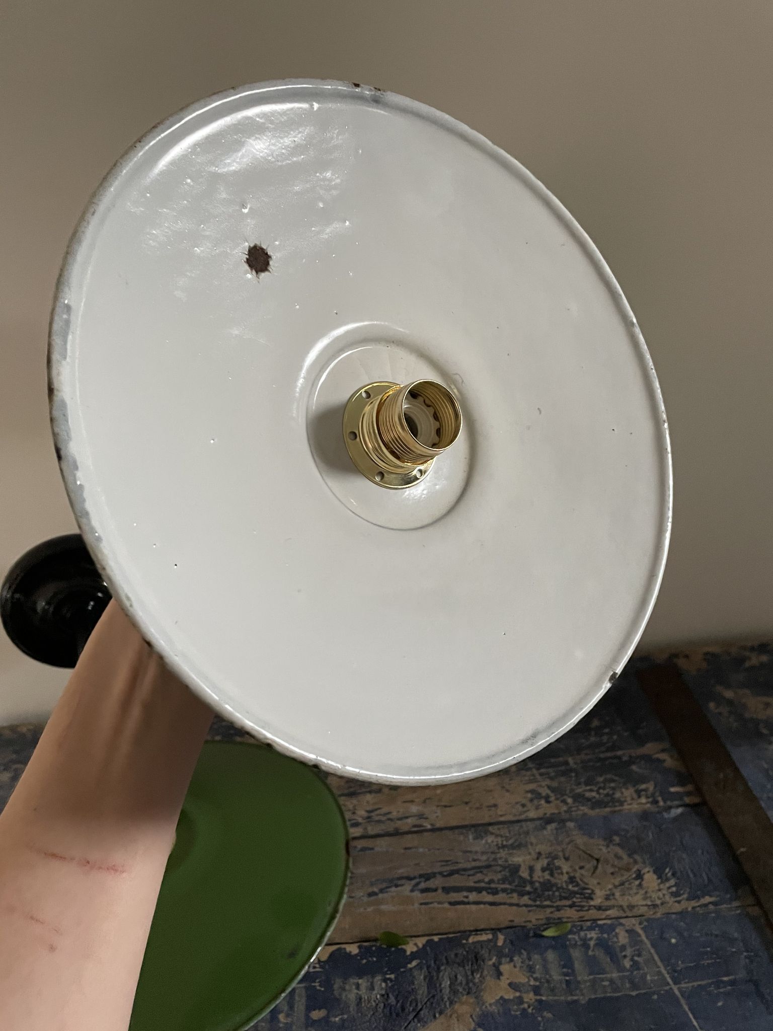 Pair of vintage wall lamps enamelled sheet metal