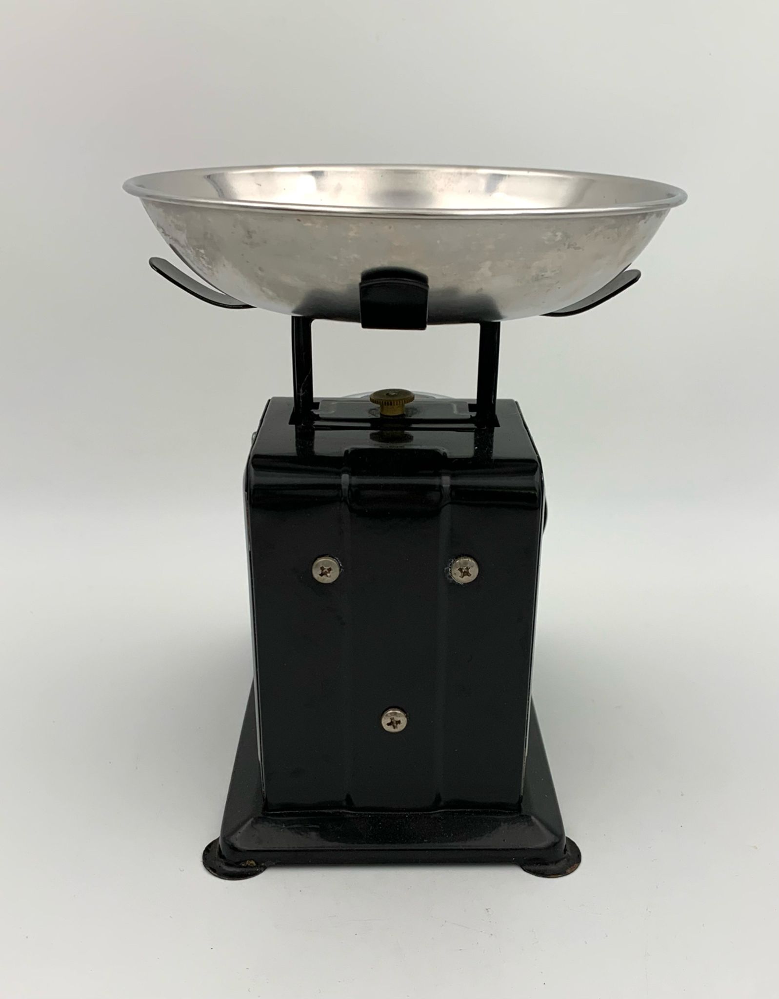 Vintage kitchen scale, black metal and stainless steel