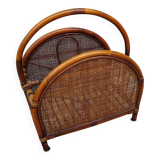 Vintage rattan cane magazine rack