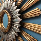 Mirror former Sun in gold and silver wood 65 x 65cm