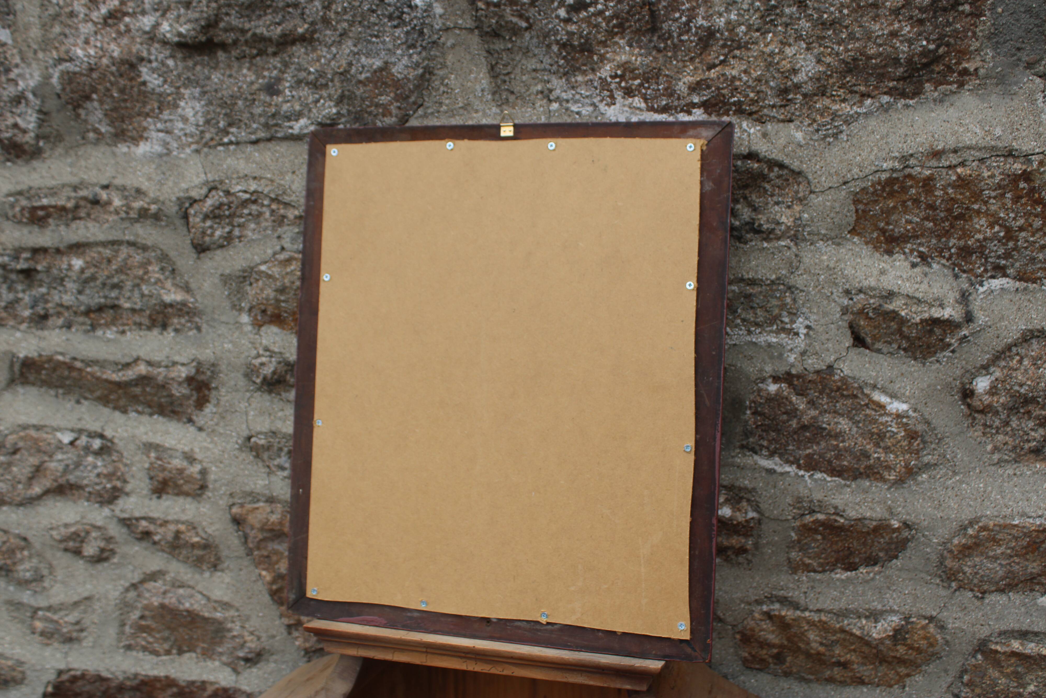 Vintage wall mirror in carved wood, burgundy and gold – Art Deco style – H4