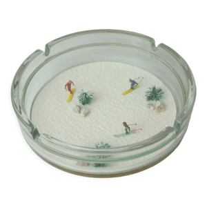 Cendrier verre Drouillot Les skieurs