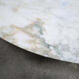 Vintage oval marble table published by Roche Bobois
