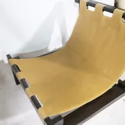 Brutalist Lounge Set in Light Brown Leather & Pine by Carl Straub, Set of 3