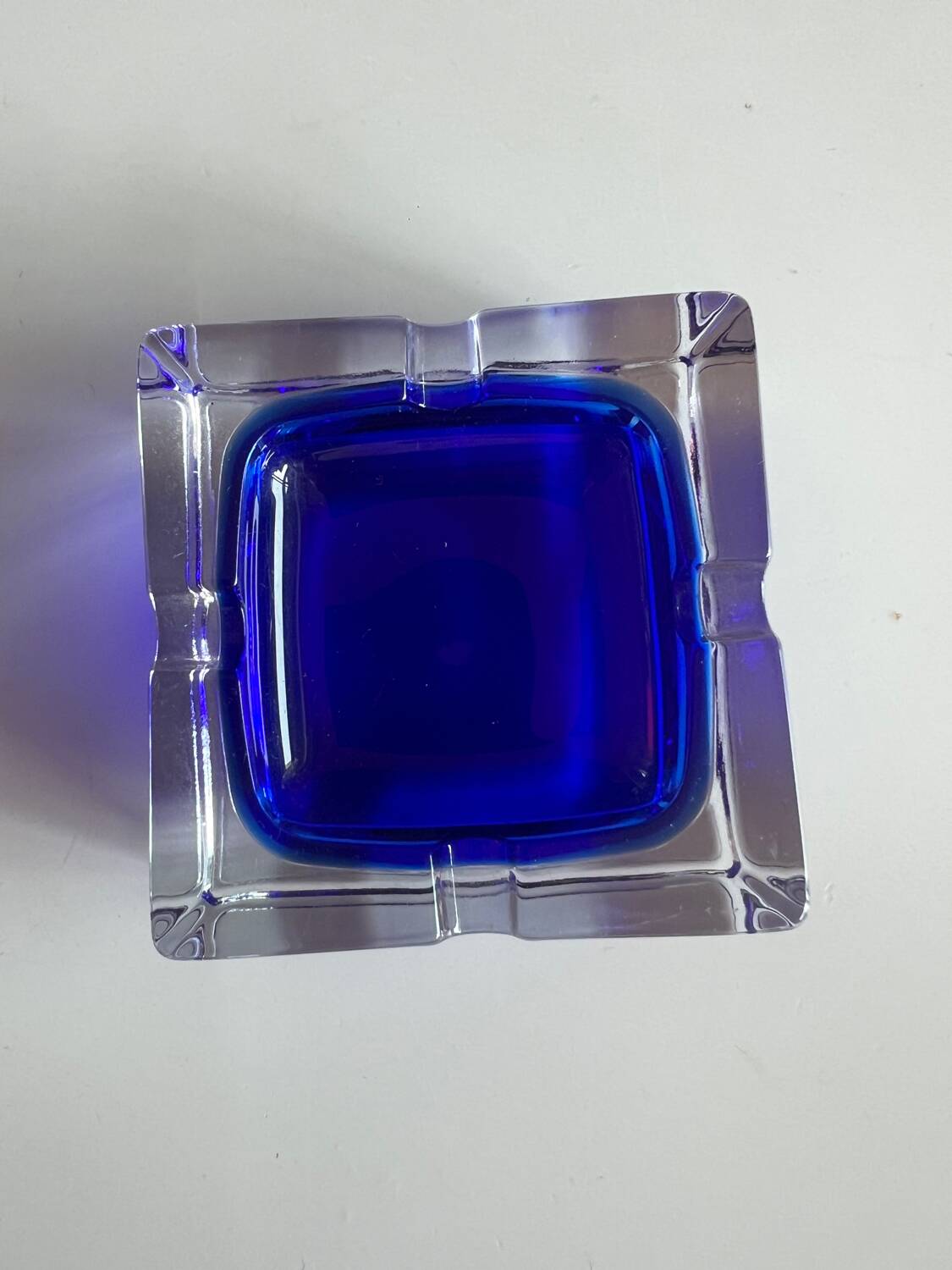 Blue Arques crystal ashtray – J.G. Durand
