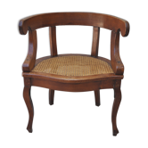 Old barber chair original wood caning