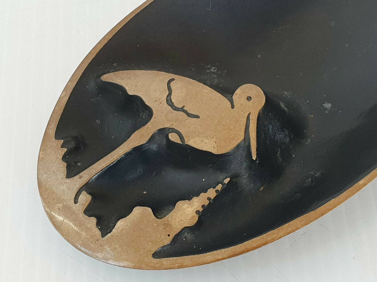 Vintage 1970s stork ashtray in gilded bronze