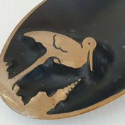 Vintage 1970s stork ashtray in gilded bronze