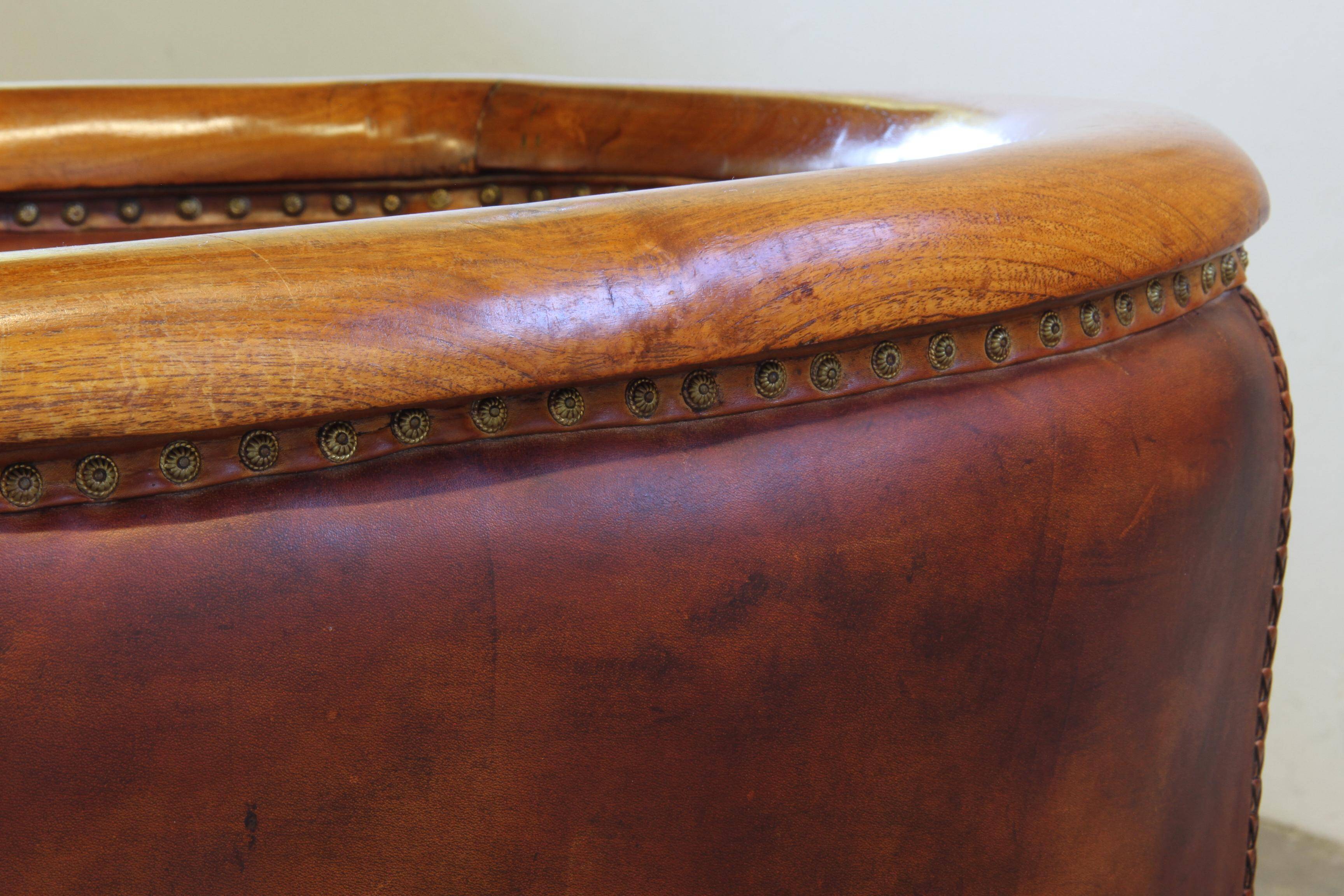 Vintage pair of 20th century Danish Leather Chairs, ca. 1930s