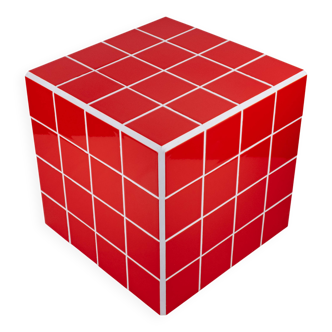 Cube-Side table-Bedside table-Tile-Ceramic-Red-Glossy
