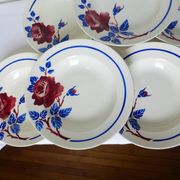 6 vintage soup plates from K&G Luneville, Chantal model