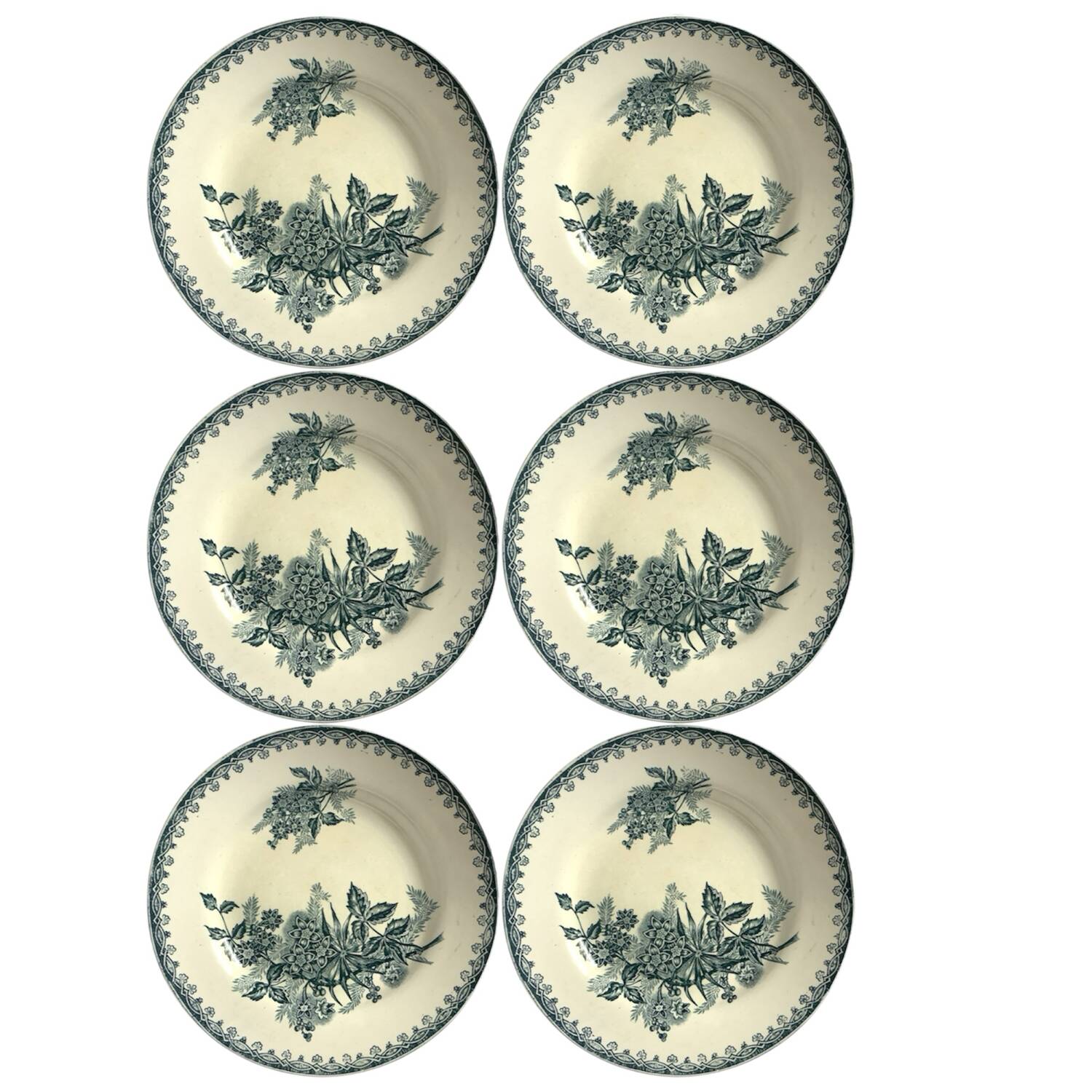 Set of 6 antique flat plates – Saint-Amand “Margot” model