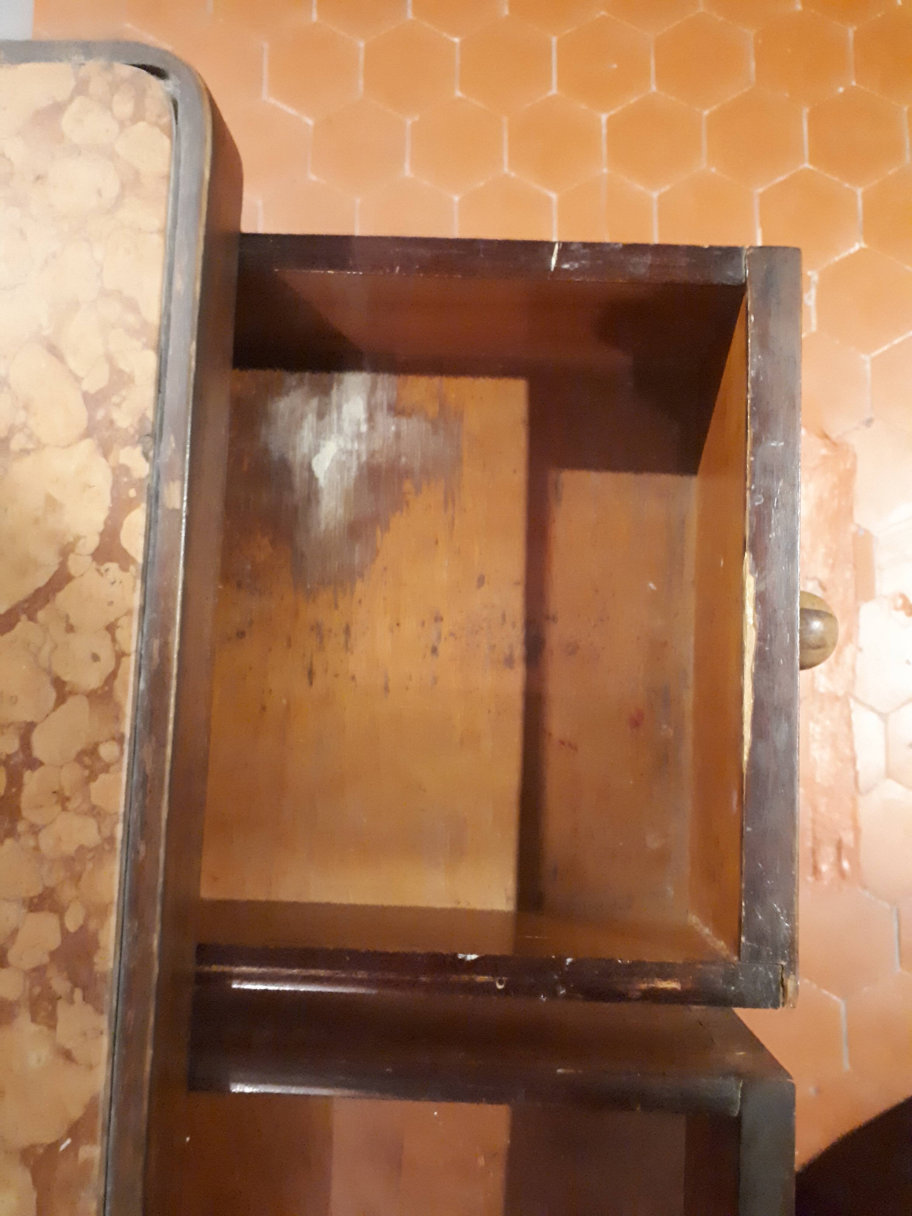 Wooden dressing table Courbet marquetry chevrons art deco Austrian